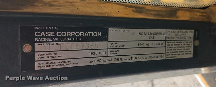 image for item EJ0039 2001 Case 580 Super M backhoe
