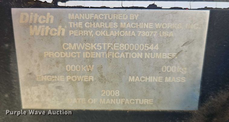 image for item EJ0051 2008 Ditch Witch compact utility loader trencher