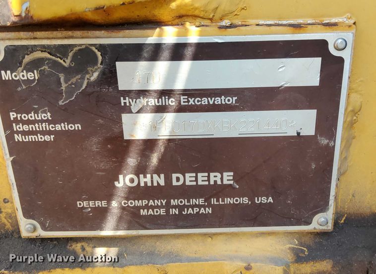 image for item EJ0060 John Deere 17D mini excavator