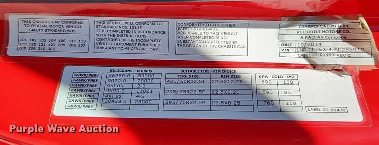 image for item EJ0062 2015 Peterbilt 567 dump truck