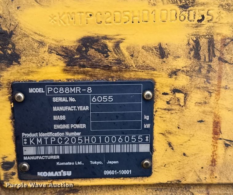 image for item EJ3743 2012 Komatsu PC88MR-8 mini excavator