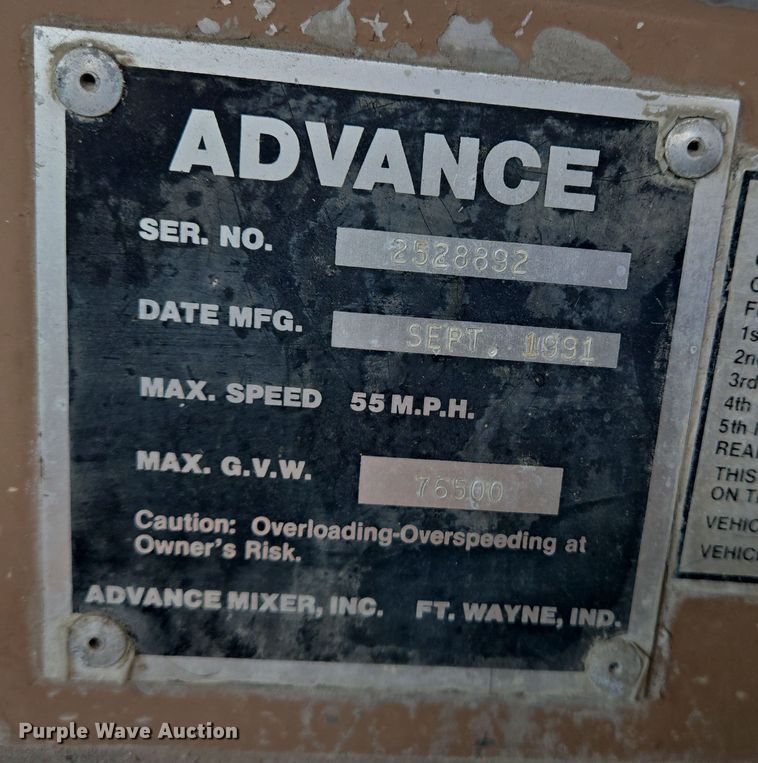 image for item EJ7493 1992 Advance ready mix truck