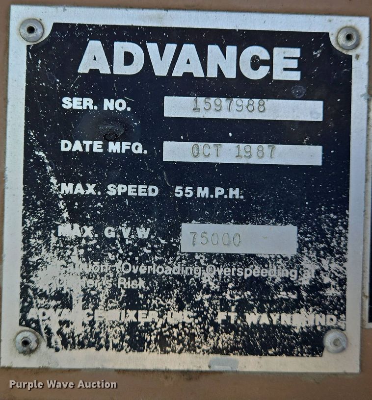 image for item EJ7494 1988 Advance ready mix truck