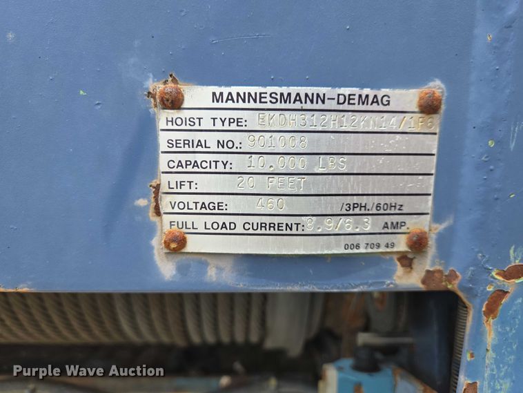 image for item EJ7566 (3) Mannesmann-Demag overhead cranes