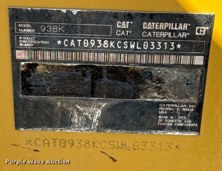 image for item EJ8802 2014 Caterpillar 938K wheel loader