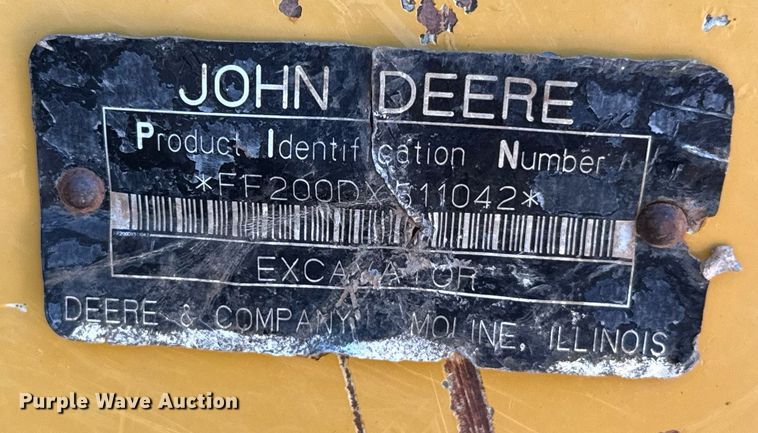 image for item EJ8804 2008 John Deere 200D LC excavator