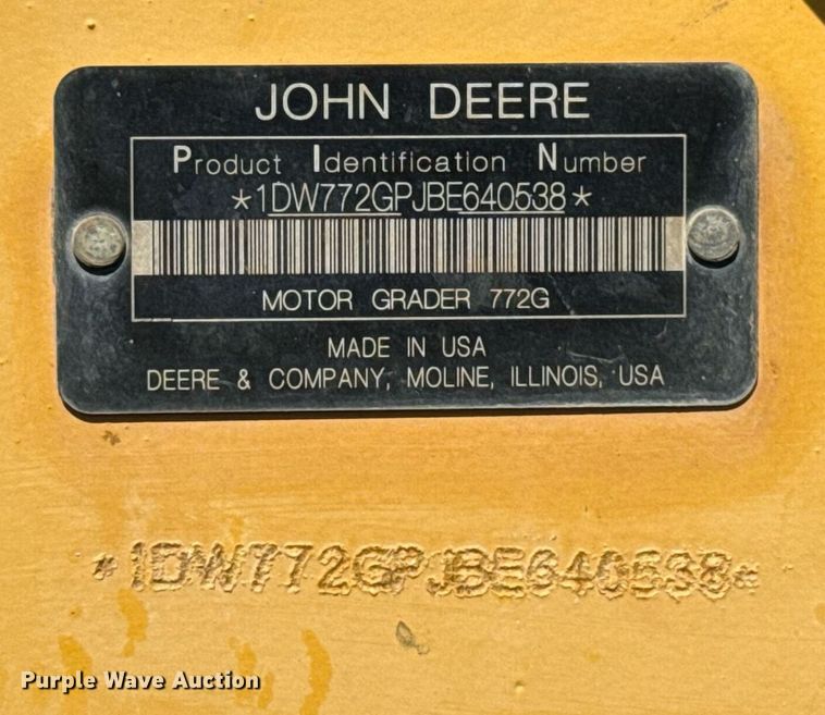 image for item EJ8805 2012 John Deere 772GP motor grader