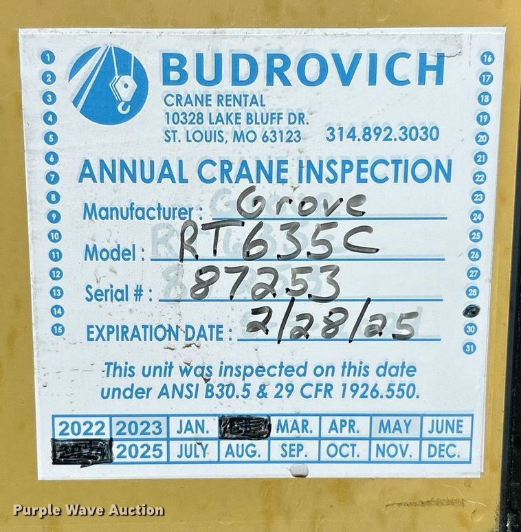 image for item EK8069 1998 Grove RT635C crane