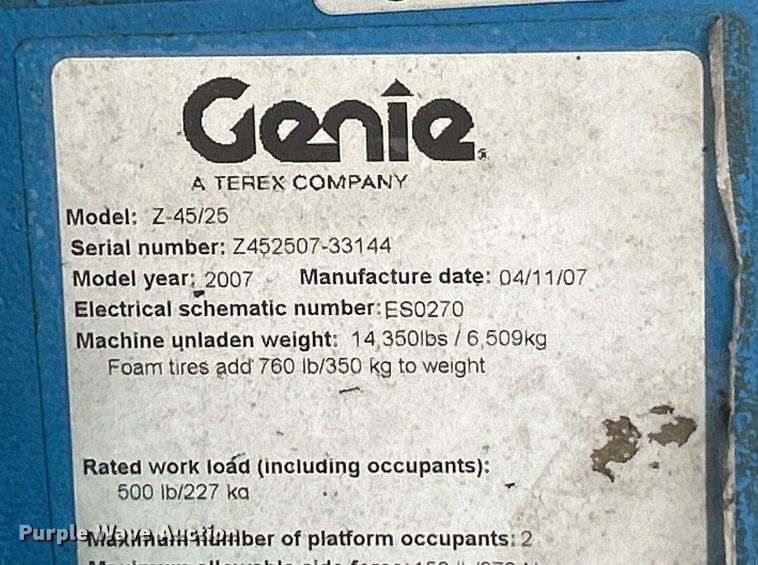 image for item EK8084 2007 Genie Z-45/25 boom lift
