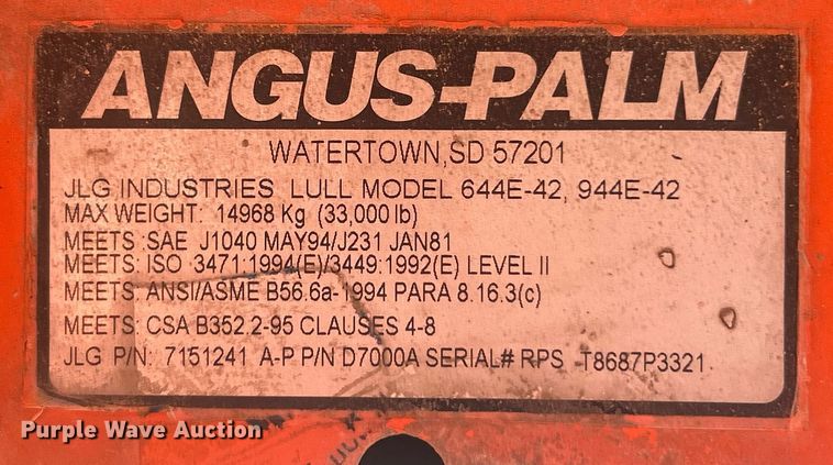 image for item EK8087 2007 Lull 944E-42 telehandler