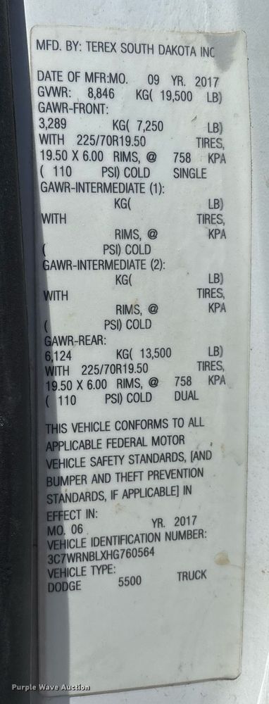 image for item EL2106 2017 Dodge Ram 5500 bucket truck