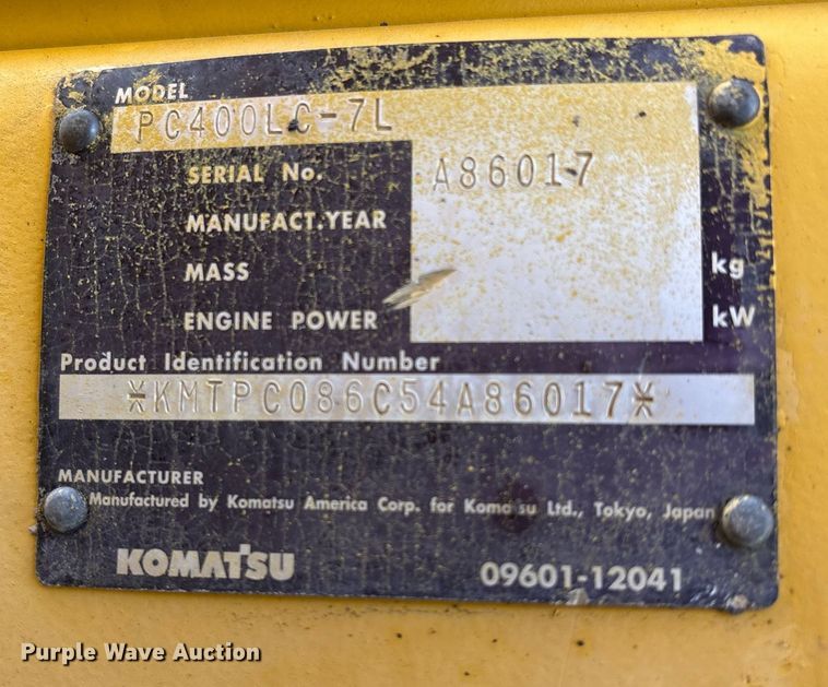 image for item EM2520 2004 Komatsu PC400LC-7 excavator