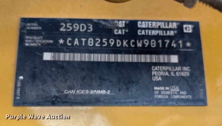 image for item EM2573 2019 Caterpillar 259D3 tracked skid steer loader