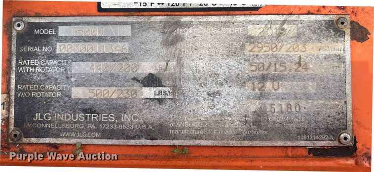 image for item EM2576 2019 JLG T500J boom lift