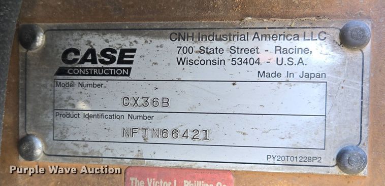 image for item EM7101 2015 Case  CX36B mini excavator