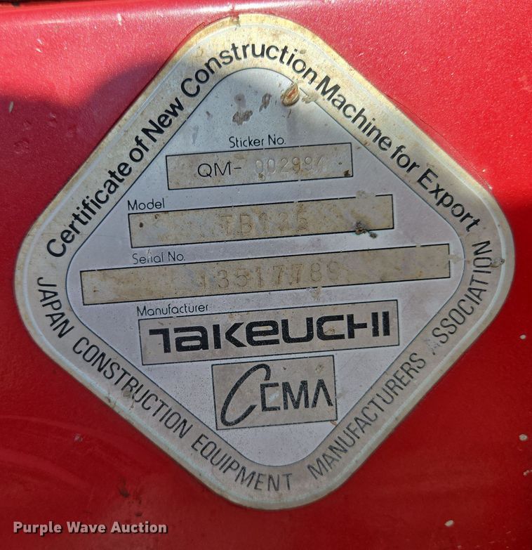 image for item EM7102 2006 Takeuchi  TB135 mini excavator