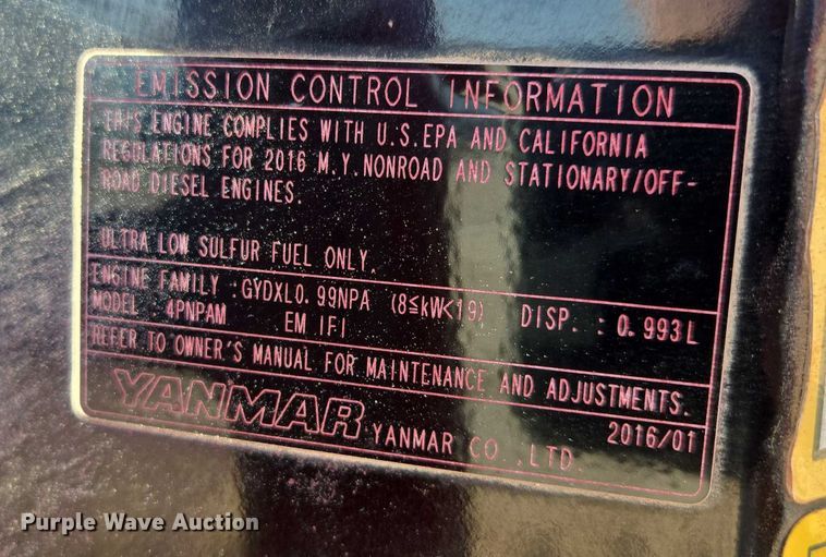 image for item EN3755 2016 Takeuchi TB216 mini excavator