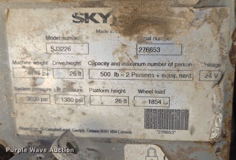 image for item EN3765 2006 Skyjack SJ3226 scissor lift