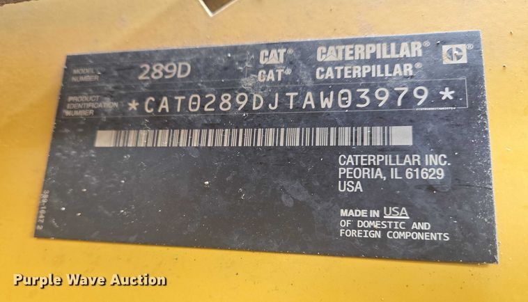 image for item EN8021 2015 Caterpillar 289D tracked skid steer loader