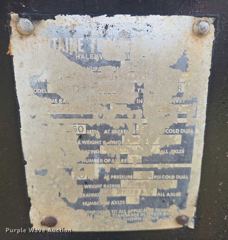 image for item EO0820 1988 Fontaine  lowboy equipment trailer