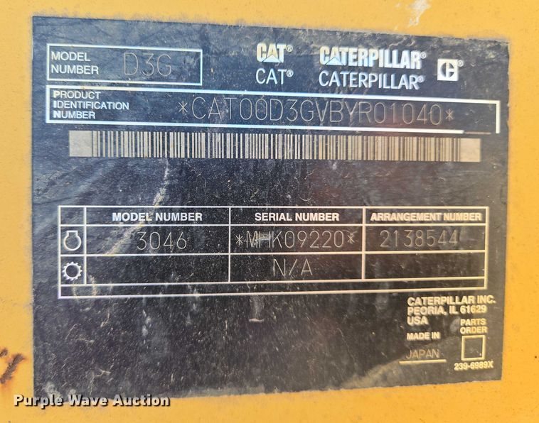 image for item EO0826 2005 Caterpillar D3G LGP dozer