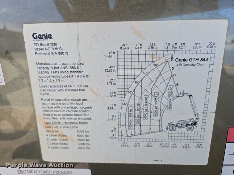 image for item EO0833 2007 Genie  GTH-844 telehandler