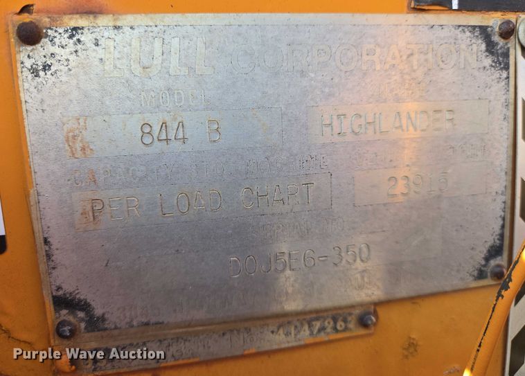 image for item EO0836 1990 Lull 844B Highlander  telehandler