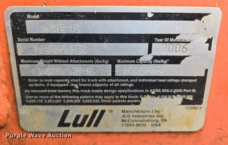 image for item EO0849 2006 Lull 644E-42 telehandler
