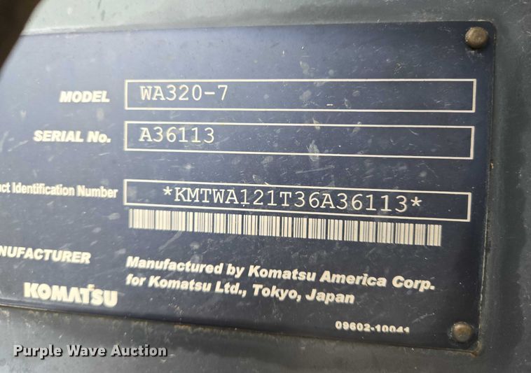 image for item EO0851 2015 Komatsu WA320-7 wheel loader
