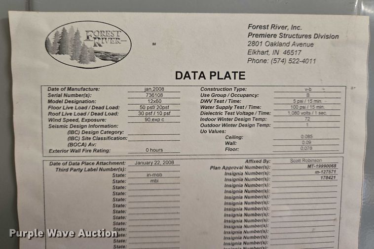 image for item EO0853 2008 Forest River office trailer