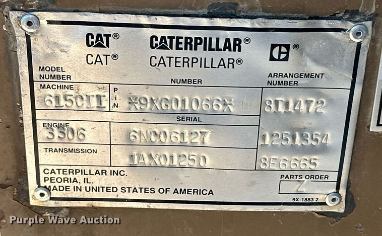 image for item EQ4787 1998 Caterpillar 615C Series II elevating scraper