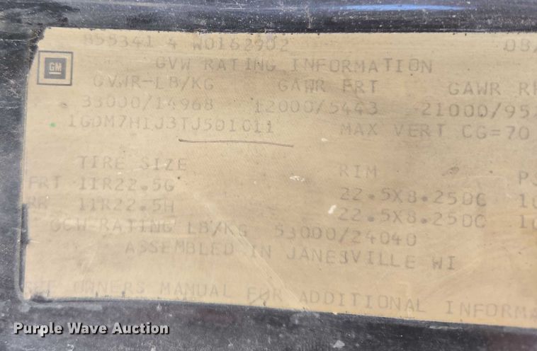 image for item EQ6999 1996 GMC Topkick sewer jetter truck