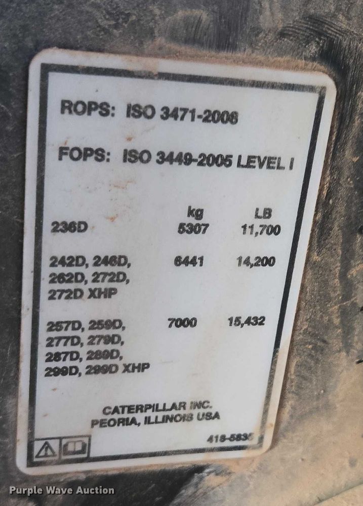 image for item ER5241 2014 Caterpillar 289D tracked skid steer loader