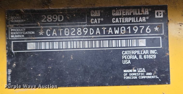 image for item ER5241 2014 Caterpillar 289D tracked skid steer loader
