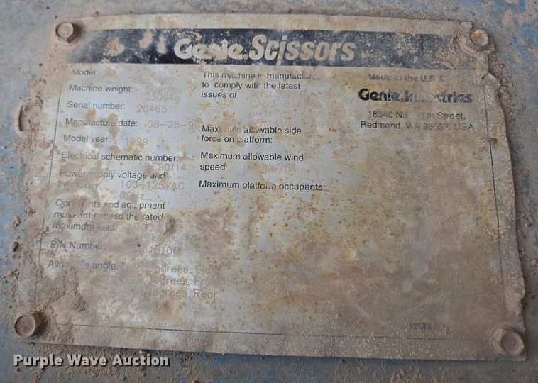 image for item ER5244 1999 Genie GS3246 scissor lift
