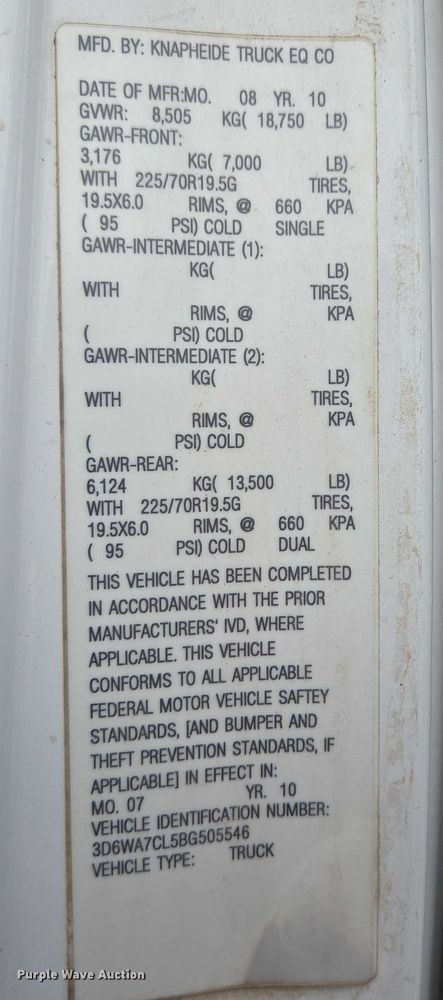 image for item ER5249 2011 Dodge Ram 5500 Crew Cab dump truck