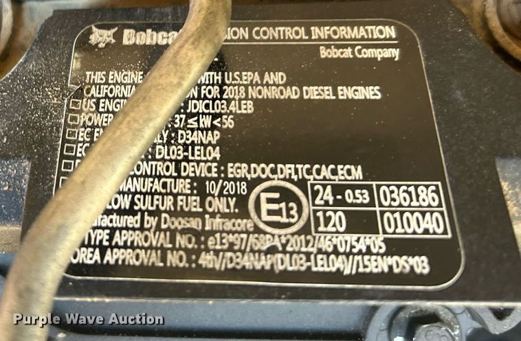 image for item EX9792 2019 Bobcat T740 tracked skid steer loader