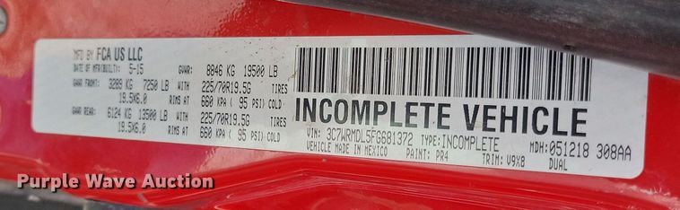 image for item NB9891 2015 Dodge Ram 5500 dump flatbed truck