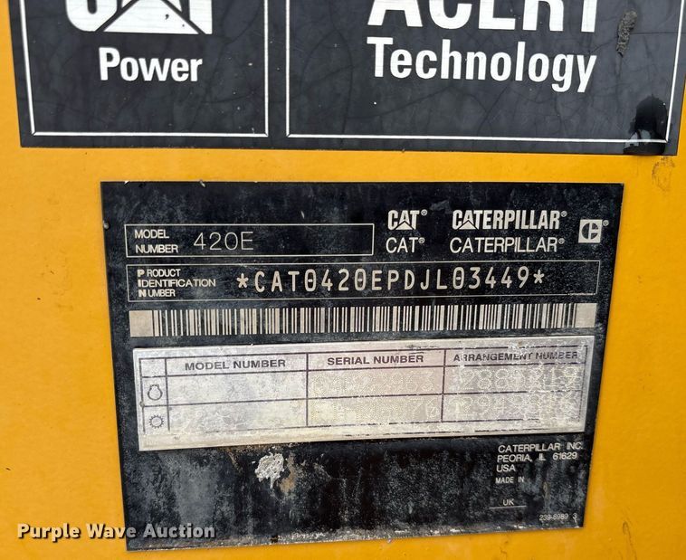 image for item ND9755 2012 Caterpillar 420E backhoe