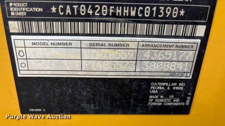 image for item ND9756 2016 Caterpillar 420F2 backhoe