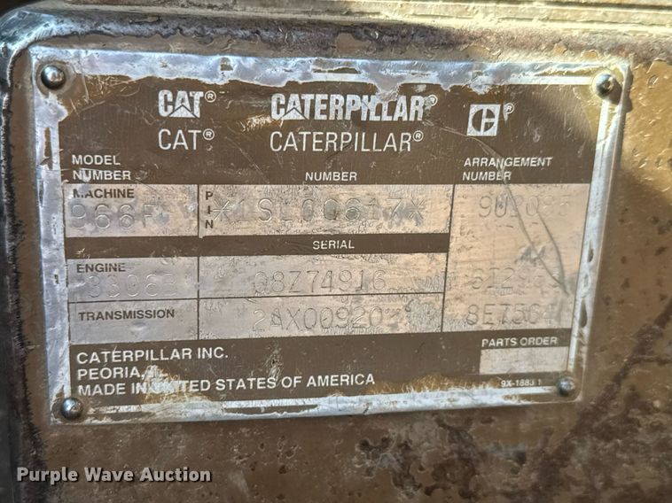 image for item NE9817 1993 Caterpillar 966F Series II wheel loader