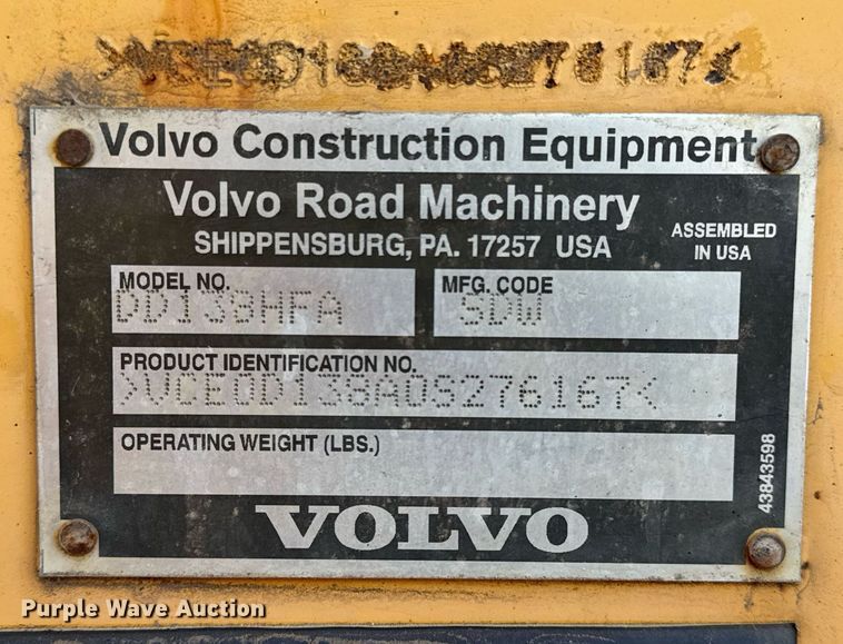 image for item NE9827 2012 Volvo DD138HFA double drum vibratory roller