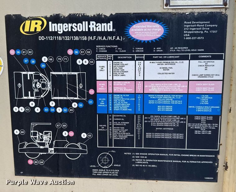 image for item NE9829 2004 Ingersoll-Rand DD-138HFA double drum vibratory roller