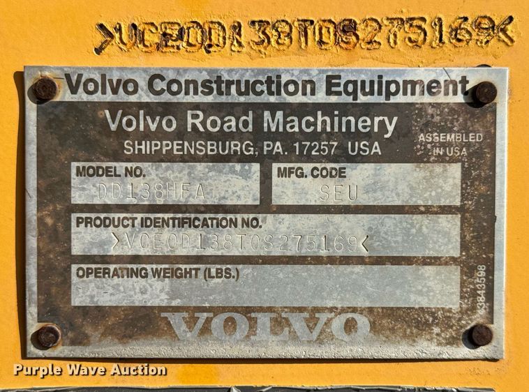 image for item NE9830 2010 Volvo DD138HFA double drum vibratory roller