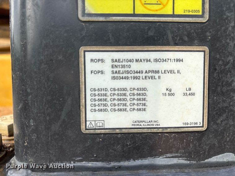 image for item OB9694 2008 Caterpillar CS-563E single drum vibratory roller