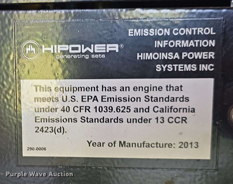 image for item DT6833 2013 HiPower HJW65T6 generator