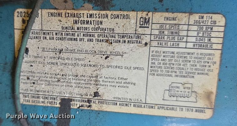 image for item DT6876 1978 Chevrolet C65 pumper fire truck