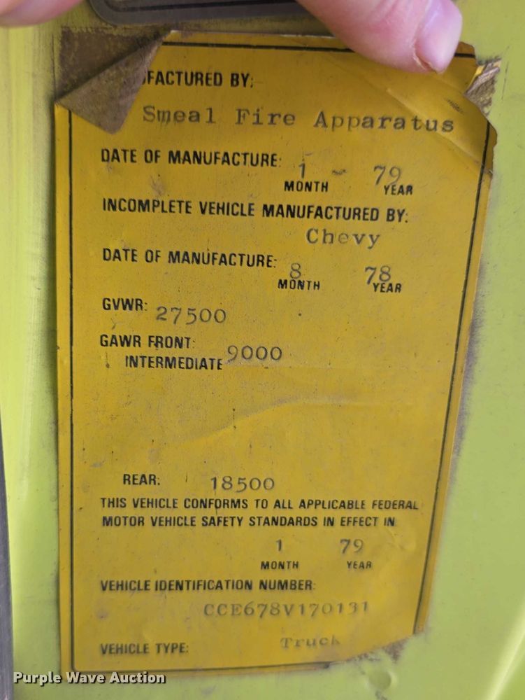 image for item DT6876 1978 Chevrolet C65 pumper fire truck