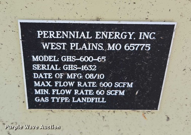 image for item DT7191 2010 Perennial Energy Inc GHS-600-65 gas flare