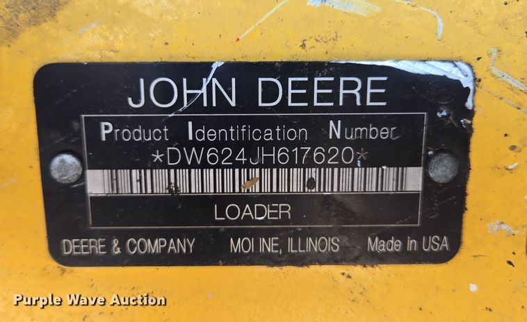 image for item DT7192 2008 John Deere 624J High Lift wheel loader